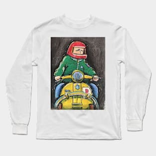 Retro Scooter, Classic Scooter, Scooterist, Scootering, Scooter Rider, Mod Art Long Sleeve T-Shirt